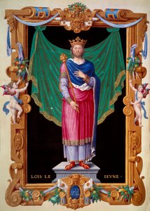 Porträtt av kungen av Frankrike Ludvig VII den unge (1120-1180). Miniatyr i "" Samling av Frankrikes kungar"" av Jean du Tillet av Unknown artist