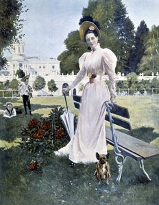 Porträtt av den ryska prinsessan Youssopoff i en park 1844. av Unknown artist