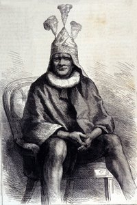 Porträtt av zulukungen Cetshwayo (eller Cetawayo, Cetewayo, Cetywajo, Ketchwayo) (1826-1884) Gravyr från 1800-talet av Unknown artist