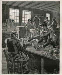 Keramik: fyllning av keramik. Gravyr från 1885 i "" Les arts et metiers illustres"" av Adolphe BITARD. av Unknown artist