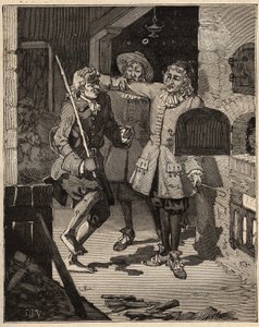 Keramik: rörjord (fin fajans). Engelsmannen John Astbury (1688-1743) kom till bröderna John Philips och David Elers hus för att stjäla hemligheten bakom den nya vita fajansen från dem. Gravyr från 1885 i "" Les arts et metiers illustres"" av A av Unknown artist