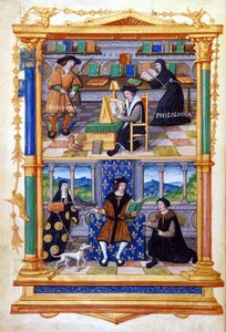 Prins som lär sig fysik, filologi, religion och underhåll - i "" From the instruction of a prince"" av Guillaume Bude (Budee) (Budaeus) (1467-1540) av Unknown artist