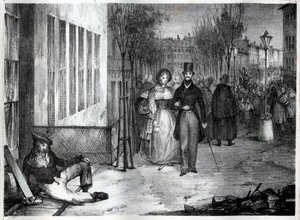 Promenade sur les boulevards i Paris på 1800-talet - gravyr av Unknown artist