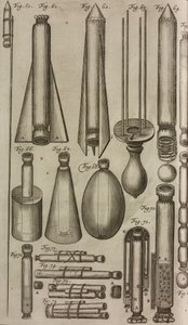 Pyrotekniska raketer och instrument, gravyr från Grand Art d
