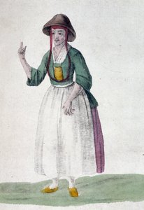 Quaker kvinna - teckning, deb. 1800-talet av Unknown artist
