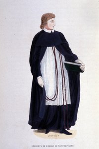 Religiös av Heliga gravsorden. Gravyr från ett album på religiösa beställningar, Paris av Unknown artist