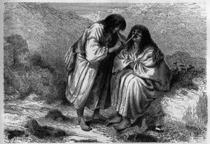 Botemedel mot förkylning: insufflationen av tobak bland indianer. Gravyr i "Le journal de la jeunesse"" av Unknown artist