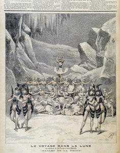 Representation på teatern i Porte Saint Martin av "" Resan i månen"" - i "" Le Petite Journal"" från 1892-04-09 av Unknown artist
