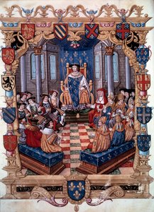 Representation av kung Francois I (1494-1547) omger hans tolv jämnåriga. Från en miniatyr. 1500-talet. Chantilly, Conde Museum av Unknown artist