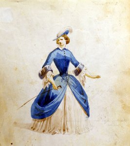 Representation av Violetta i operan "La Traviata" "av Giuseppe Verdi. 1855 av Unknown artist