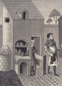 Framställning av en bagare på 1400-talet. av Unknown artist