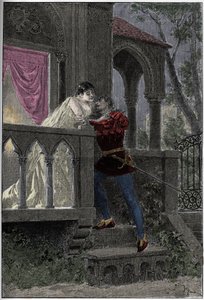 Representation av operan "" Romeo et Juliette"" av Hector Berlioz spelar på Parisoperan. Gravyr från 1888. av Unknown artist