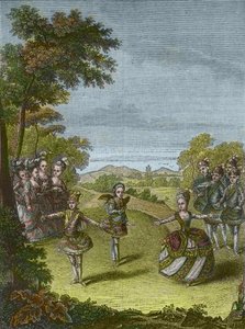 Representation av baletten "Kärlekens triumf" av Christoph Willibald Gluck på Schonbrunn i Wien 1865 (gravyr) av Unknown Artist
