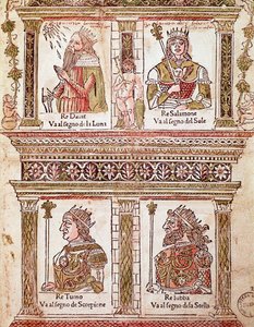 Representation av kungarnas sida: kung David, kung Salomo, kung Turno och kung Lubba (Kungarnas sida) 1496) poet och humanist av Unknown artist