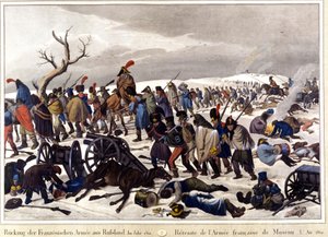Tillbakadragen från den franska armén i Moskva 1812. Gravyr 1800-talet. av Unknown artist