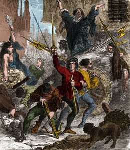 Revolt des Maillotins mot skatt: folklig uppgång som inträffade under kung Karl VI av Valois regering 1382. av Unknown artist
