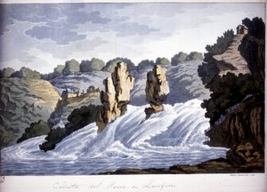 Rhenvattenfall i Laufen, Tyskland. Gravyr från början av 1800-talet. av Unknown artist