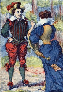 Riquet a la Houppe blir en stilig herre. Anonym illustration för "" Riquet a la houppe", berättelse av Charles Perrault (1628-1703), fransk författare. Bildmaterial Marcel Vagne, Jarville Nancy, odaterat (slutet av 1800-talet). av Unknown artist