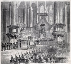 Risorgimento - Firande av Te Deum i Milanos katedral i närvaro av kungar av Italien och Frankrike av Unknown artist