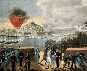 Risorgimento - Expedition of the Thousand or Red Shirts av Giuseppe Garibaldi (1807-1887) - Siege of Gaete, Italien av Unknown artist