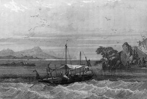 Robert Cavelier de La Salle (1643-1687) anländer till Mississippis mynning, april 1675. i "General History of the Navy" av Van Tenac av Unknown artist