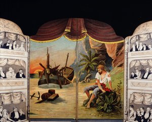 Robinson Crusoé - omslaget till boken Daniel de Foe eller Defoe (1660 - 1731) av Unknown artist