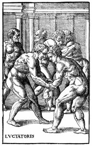 Romerska brottare - i "Hieronymi Mercurialis de Arte Gymnastica", Venedig-upplagan av Unknown artist
