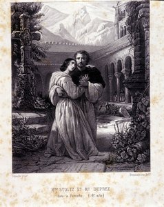 Rosina Stoltz och Gilbert Duprez i akt IV av "The Favorite" av Gaetano Donizetti. 1840. av Unknown artist