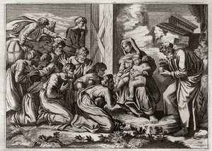Royaumont Bibeln, Nya testamentet: Tillbedjan av de vise männen. av Unknown artist