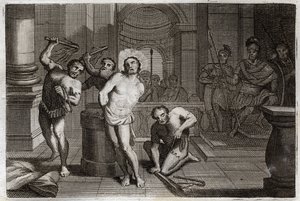 Royaumont Bibeln, Nya testamentet: Piskning av Jesus Kristus. Illustration av 1811. av Unknown artist