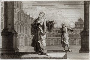 Royaumont Bibeln, Nya testamentet: Liknelse om fariséen och publikanen, som gick för att be i templet. Illustration från 1811. av Unknown artist