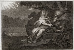 Royaumont Bibeln, Nya testamentet: Evangelisten Sankt Johannes med örnen. Illustration från 1811. av Unknown artist