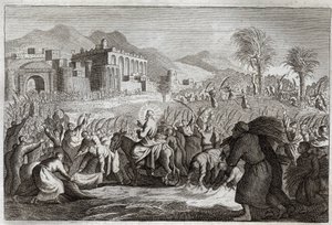 Royaumont Bibeln, Nya testamentet: Jesu Kristi triumf. Jesu inträde till Jerusalem. Illustration från 1811. av Unknown artist