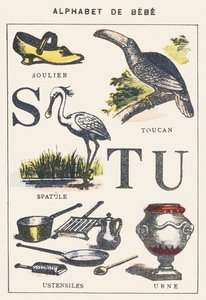 S T U: sko, spatel, tukan, redskap, urna av Unknown artist