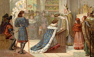 Sacre of Charles VII (1403-1461) i katedralen i Reims (17 juli av Unknown artist