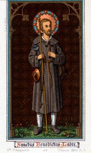 Sankt Benedikt av Nursia (född i Norcia (Norcia) i Umbrien omkring 480 - 527) som pilgrim. Kromolitografi från 1885. av Unknown artist