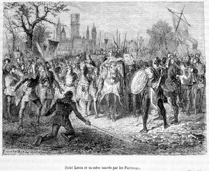 Saint Louis och hans mor räddade av parisare - i "Histoire de France populaire"" av H. Martin av Unknown artist