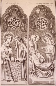 Saint Louis plockar upp ben och ger spetälska mat av Unknown artist