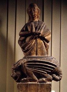 Saint Margarita segrande av demonen Skulptur på sten från 1400-talet. Compiegne Musee Vivenel av Unknown artist