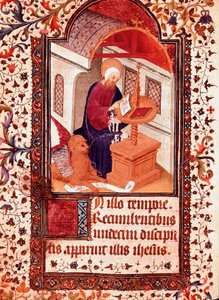 Saint Mark Miniature från "" The Hours of Edward I (Duarte) of Portugal (1391-1438)" 1400-talets Lissabon, Torre do Tombo av Unknown artist