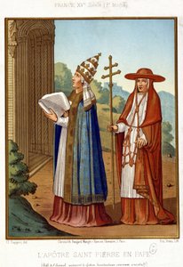 Sankt Peter i påven åtföljd av en kardinal, 1400-talets andra hälft. av Unknown artist