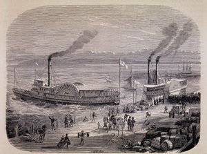 San Francisco Docks and Paddle Wheeled Boats (Kalifornien) - i "Tour du Monde" av Unknown artist