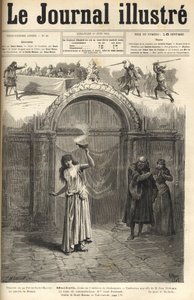 Sarah Bernhardt: Lady Macbeth i "" Macbeth", drama av Shakespeare, bearbetad av Jean Richepin - Theatre de la porte Saint-Martin - gravyr i "Le journal illustrious"" från 1884 av Unknown artist