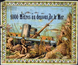 Scaphandler och skeppsbruten båt - i "" 1000 meter under havet"" av Jules Verne av Unknown artist
