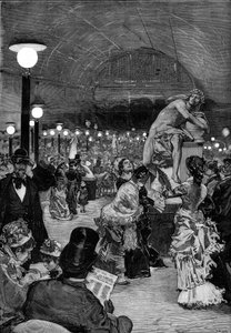 Skulpturrum på Salon de 1879 vid Palais des Champs-Elysees (Champs Elysees) i Paris. Gravyr i "" Le monde illustrious"" av Unknown artist