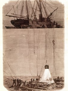 Sök efter spanska galjoner skeppsbrutna i Vigo Bay 1702. Sidan hämtad från "" Emporio Picturesco"" 1871 av Unknown artist
