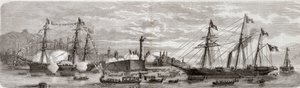 Andra italienska självständighetskriget, italienska kampanjen 1859: Napoleon III (1808-1873) i hamnen i Genes 12/05/1859 - Fransmännens ankomst till Genua, 12 maj av Unknown artist