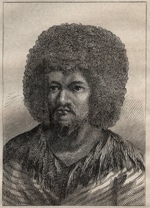 Andra resan (1772-1775) av kapten James Cook (1728-1779): porträtt av O-Too (O Too), kung av Tahiti - illustration hämtad från "The Great Mariners of the 18th century" av Unknown artist