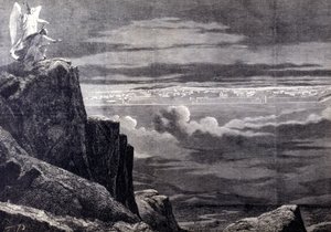 Sett av himmelska Jerusalem; bild av det jordiska Jerusalem efter den sista domen, det stiger ner från himlen för att bosätta sig på jorden. Gravyr av 1800-talet. av Unknown artist