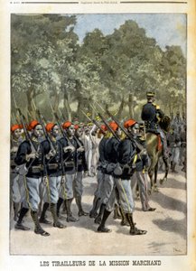 Senegalesiska Tirailleurs de la Mission Marchand à Paris- i "" Le petit journal"" av 1899-07-23 av Unknown artist